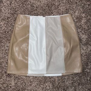 Color blocked faux leather skirt size small taupe color